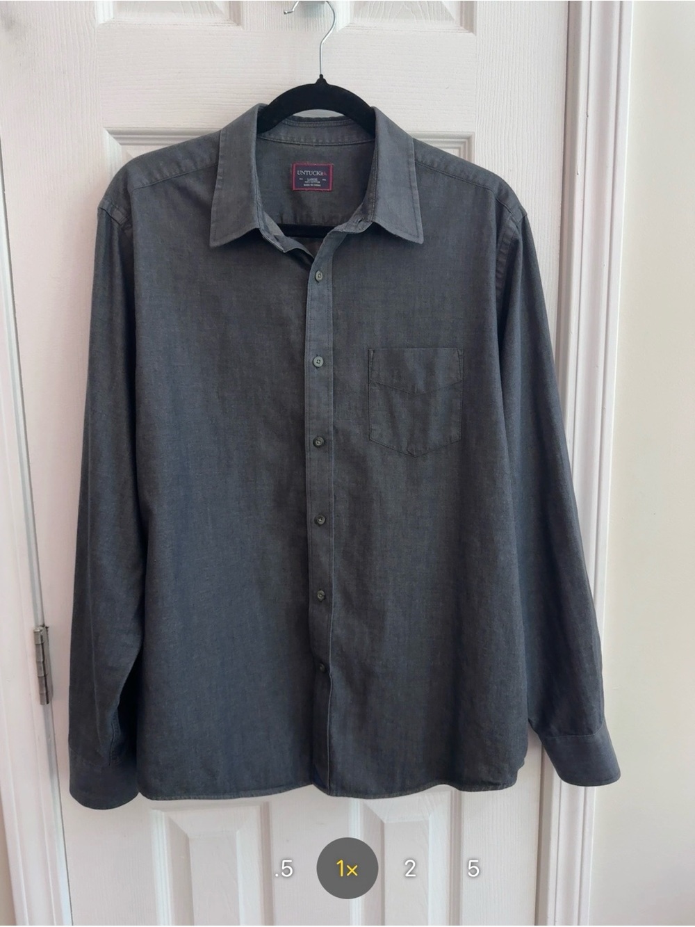 UNTUCKIT Men’s Button Down Shirt Charcoal Gray Size Large